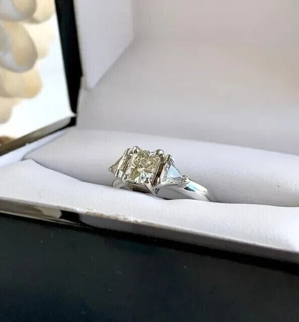 Emerald Cut Simulated Diamond Unisex Stunning Wedding Ring 14K White Gold Plated