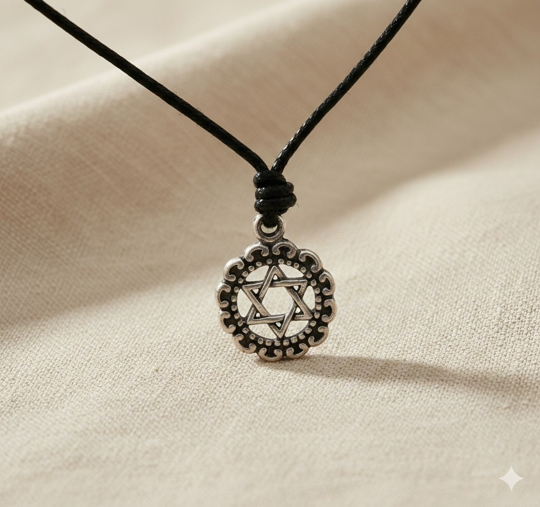Star of David 92.5 Sterling Pewter Brass Charm Necklace Pendant Jewelry