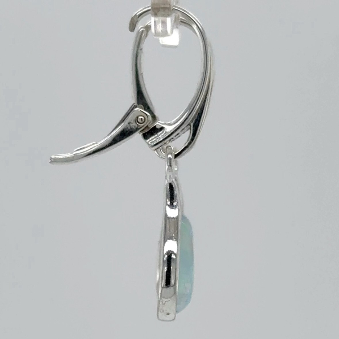 White FIRE OPAL Teardrop / Pear Leverback Earrings – 925 STERLING SILVER #545e