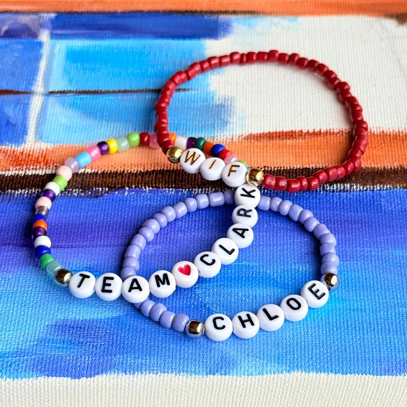 Custom Glass Bead Bracelet , Personalized Name Bracelet , Handmade Jewelry