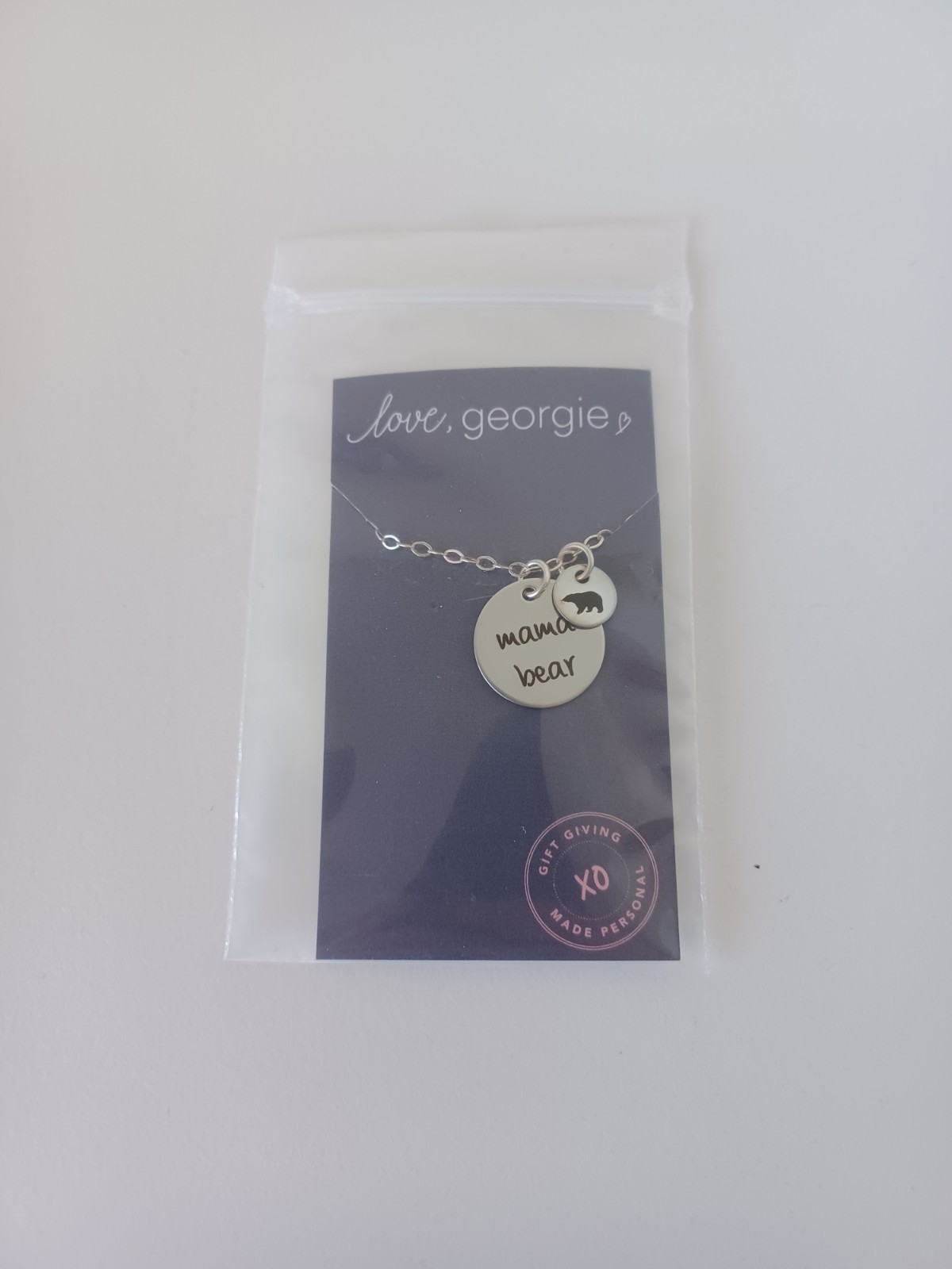 Women’s Mama Bear Silver Necklace Jewelry Love, Georgie Mom Gift