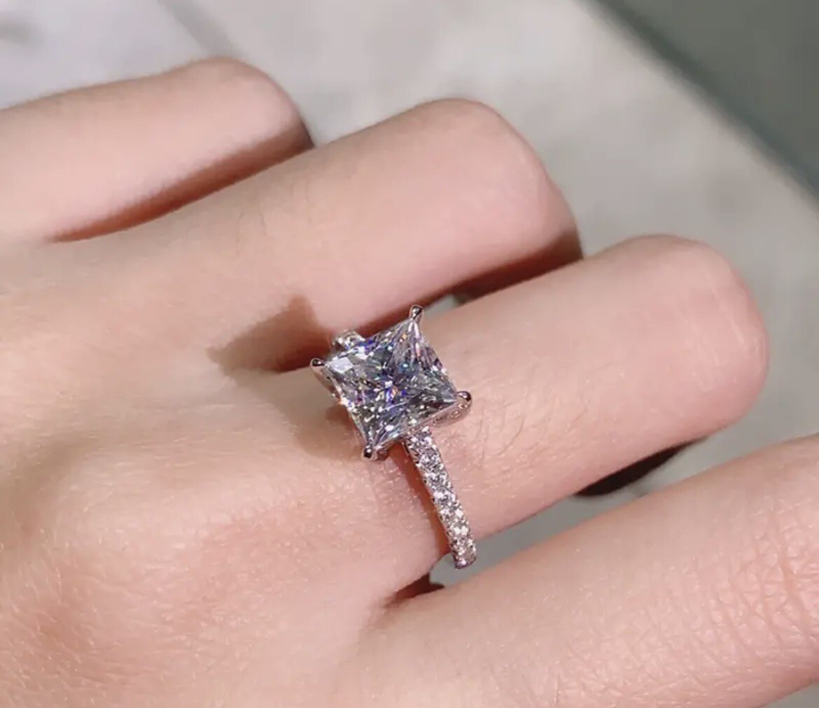 Lab Created CZ Diamond Size 6, 7, 8, 9, Or 11 ring Wedding Engagement Set