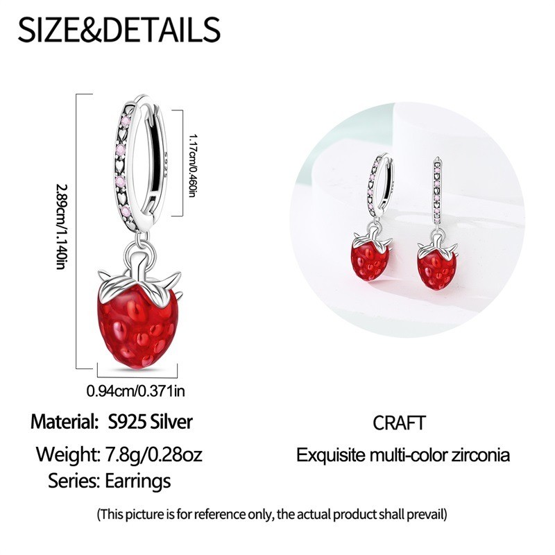 PANDACH 925 Sterling Silver Raspberry Dangle Hoop Earrings For Women Jewelry NEW