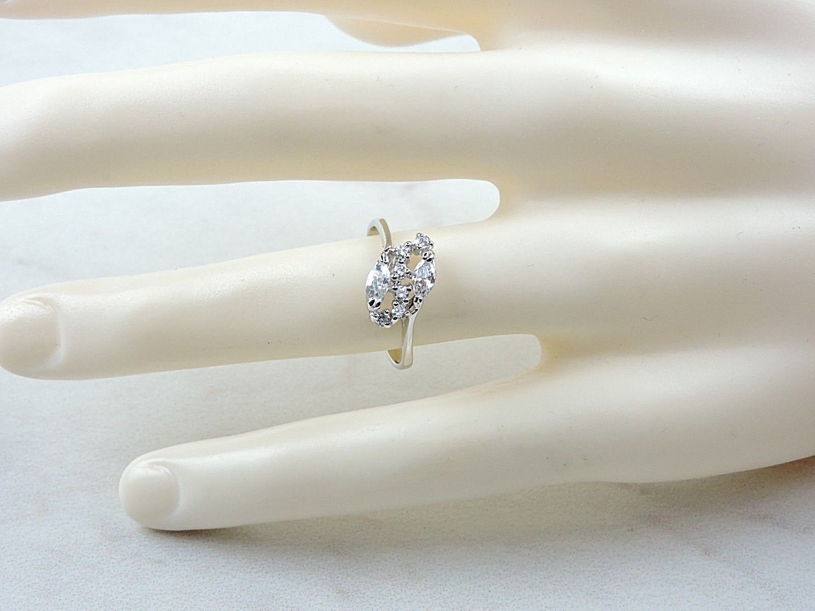 Sterling Silver .70 cttw Marquise And Round Cubic Zirconia Ring