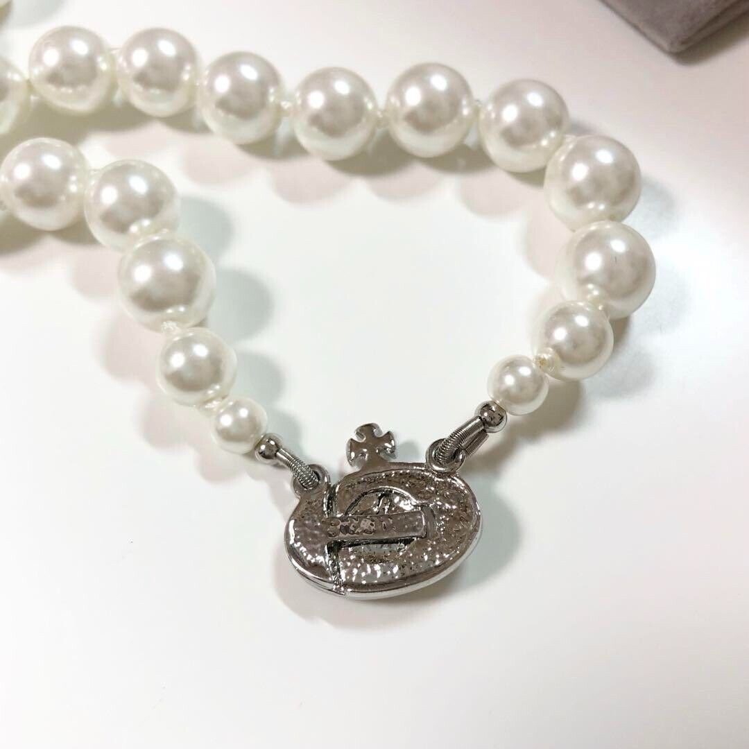 Vivienne Westwood Orb Necklace Choker White 1 Row Drop Pearl Outlet authentic