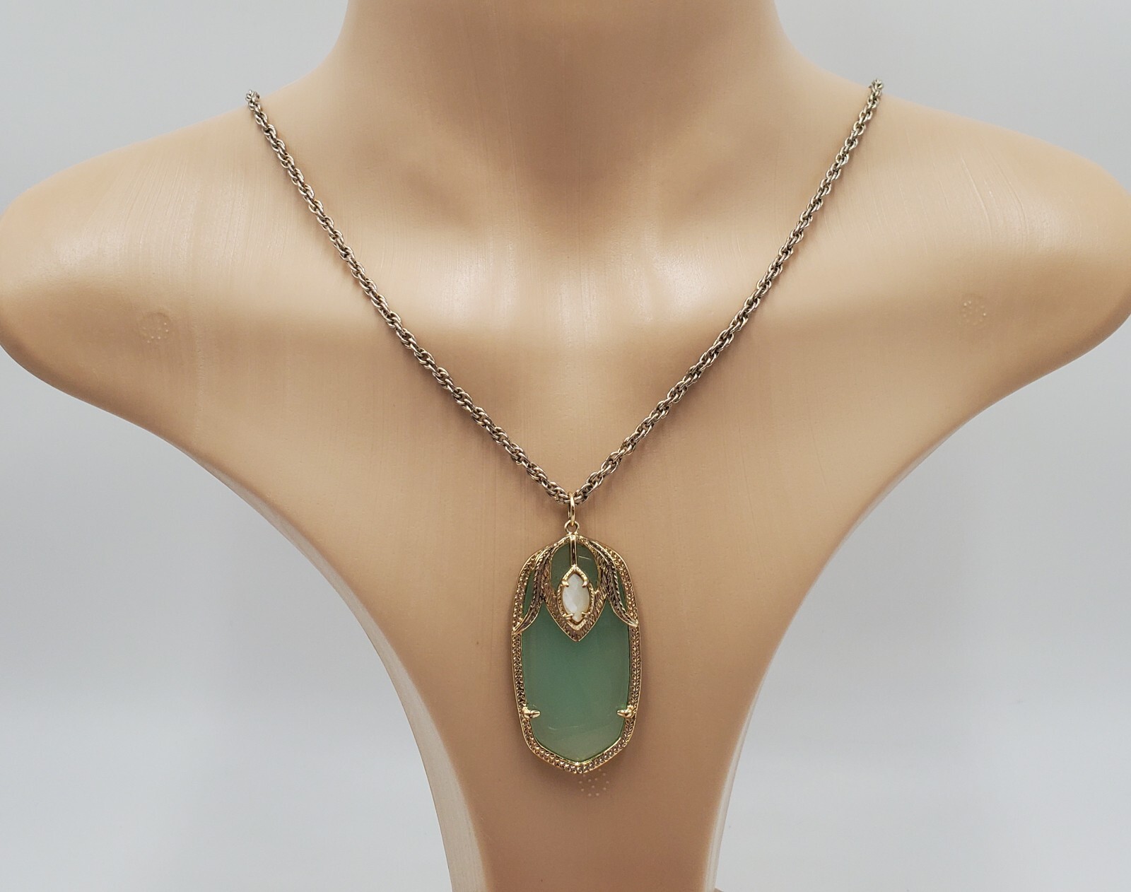 Kendrea Scott Necklace 30in Gold Tone Mint Green Chalcedony Roxanne Darby Rae