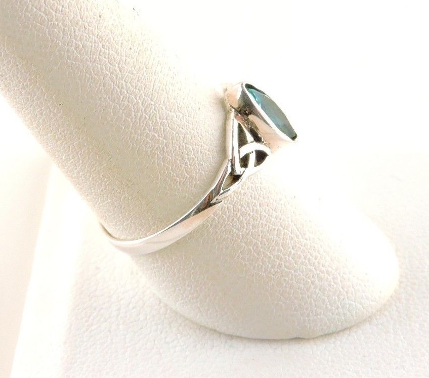 Sterling Silver .75ct Marquise Blue Cubic Zirconia Celtic Ring