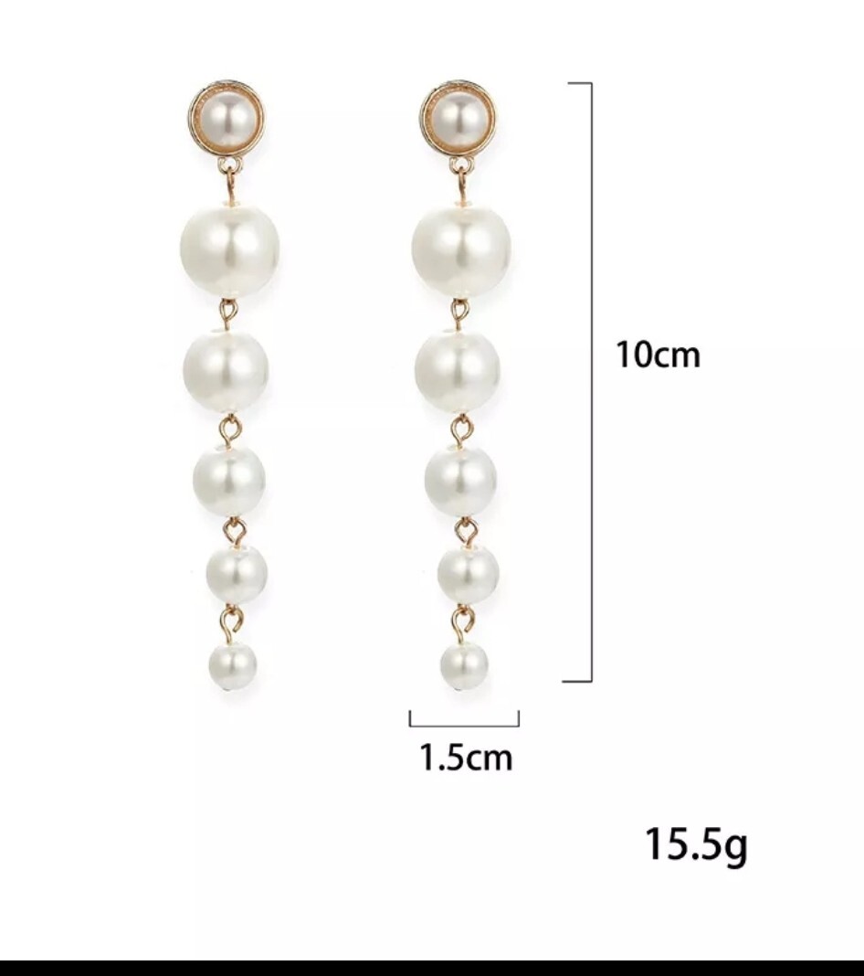 3.5″ Long Statement Earrings Dangle Pearl Fashion Jewelry 88D