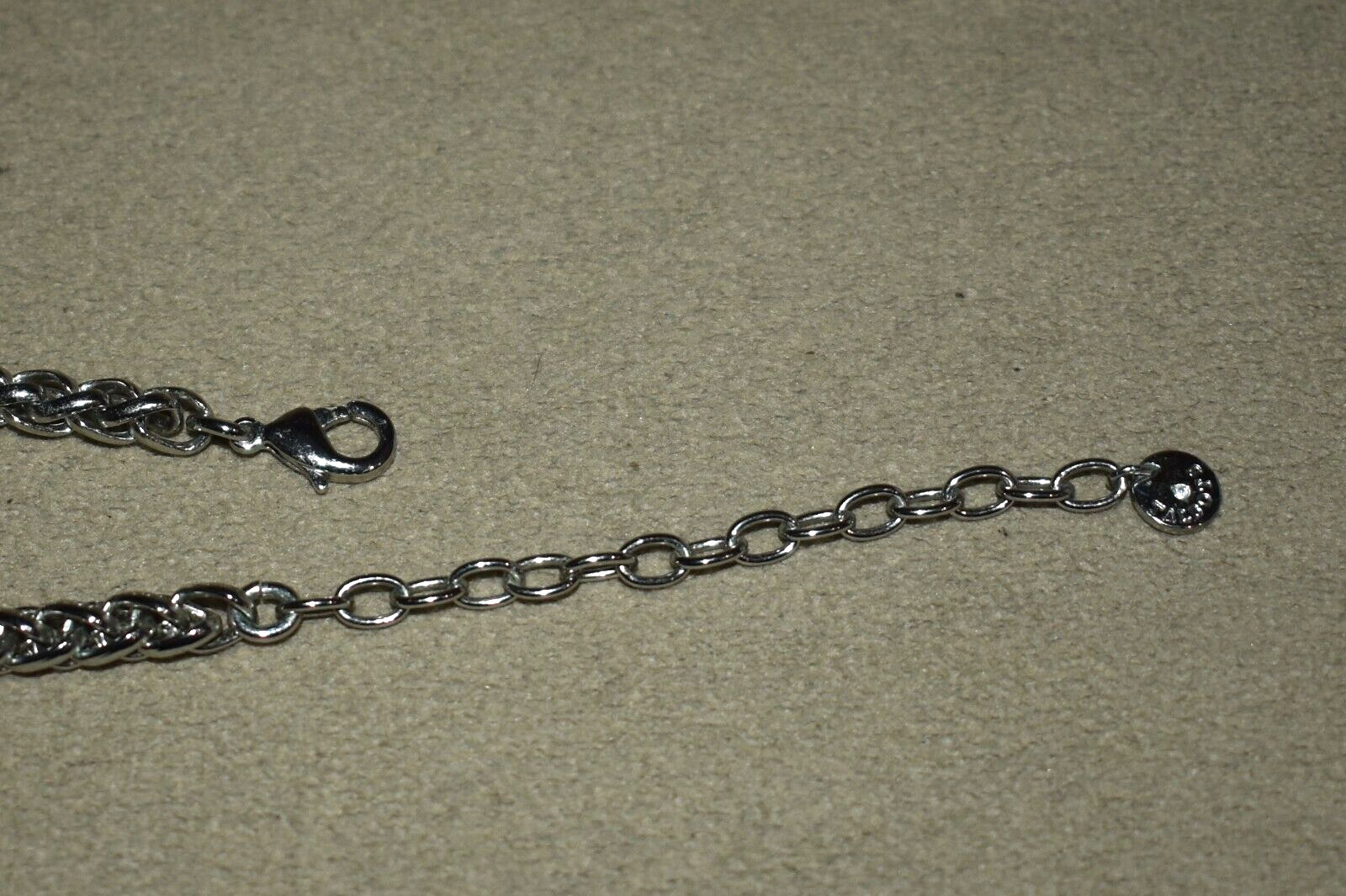 TALBOTS Cluster Floral Silver Tone Chain Statement Necklace Blue & Green 19″ B1