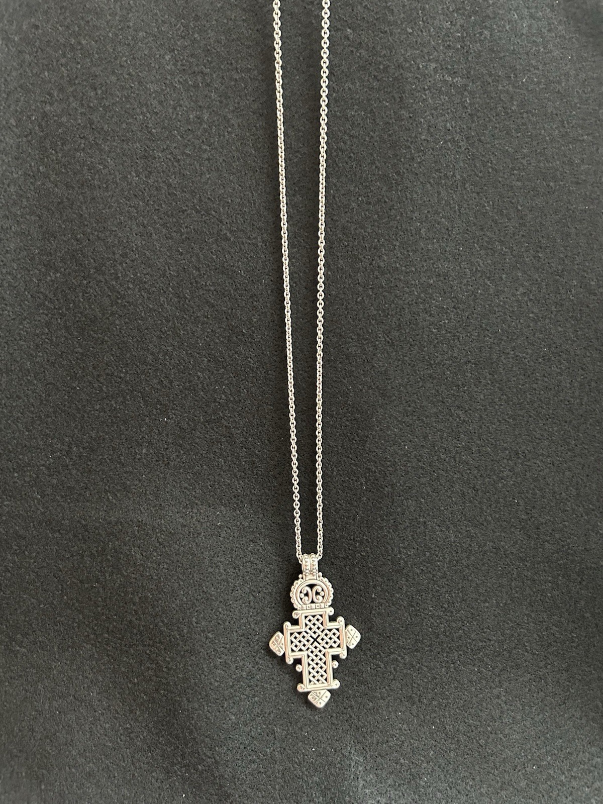 Brighton Silver Tone Ethiopian Cross Charm Pendant Necklace Cable Chain