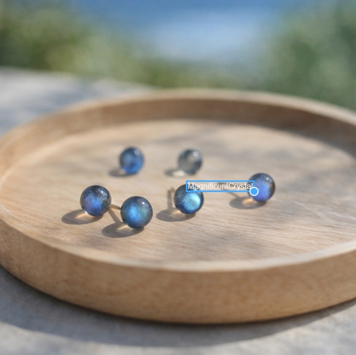 Flashy Labradorite Healing Studs Minimalist Reiki Chakra Daily Wear Earrings