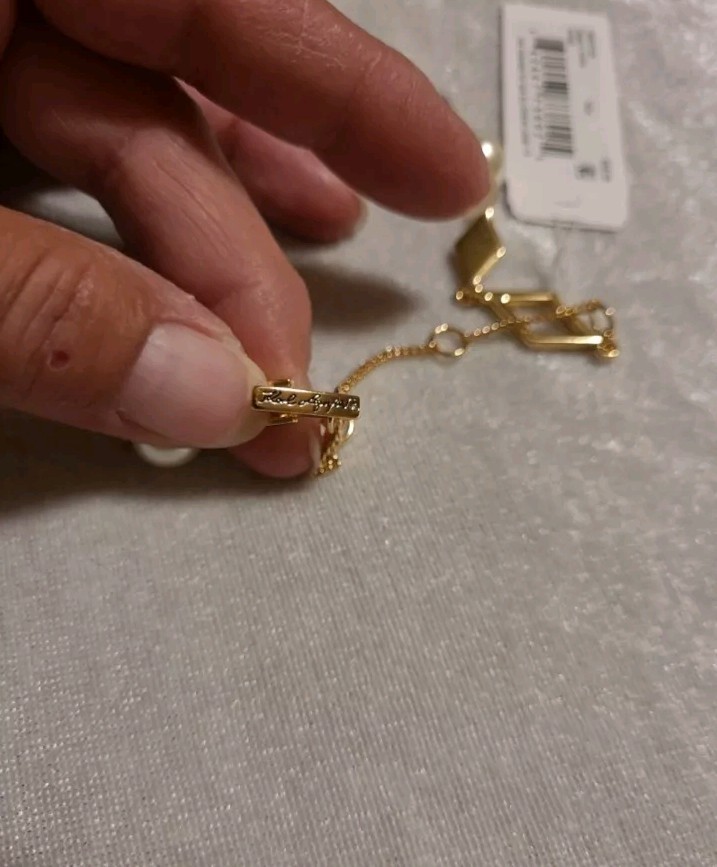 KARL LAGERFELD GOLD TONE WITH PEARLS AND CRYSTAL ACCENT EARRINGS & NECKLACE