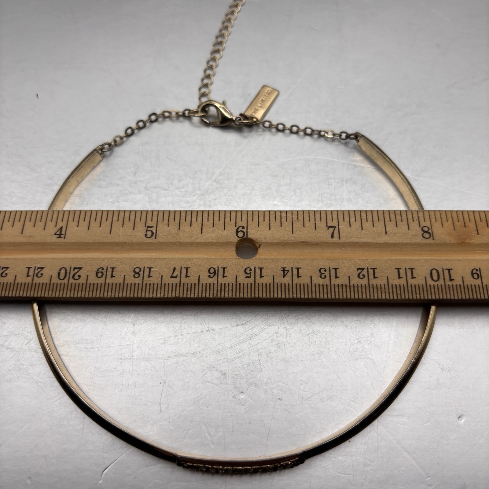“The Limited” Small Gold Tone Torque Choker With Clear Crystals Trendy Adjusts