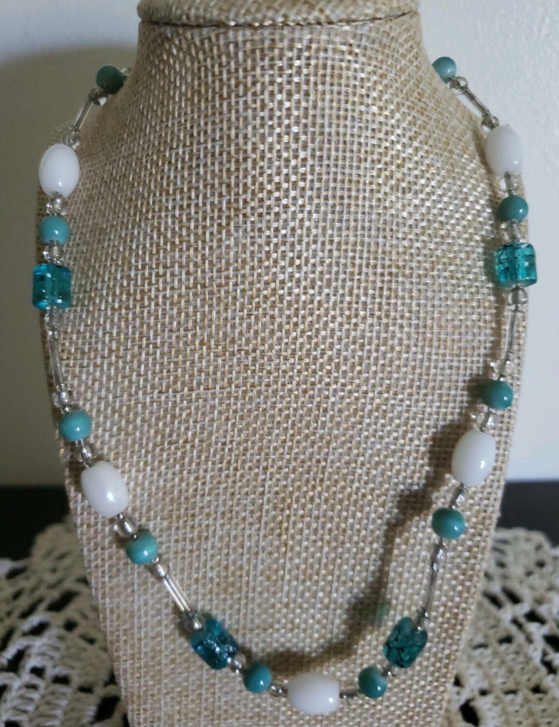 Semi-Precious Stone & Beaded Necklace ~ 16″ Long ~ Multi Colored ~ New ~ 27