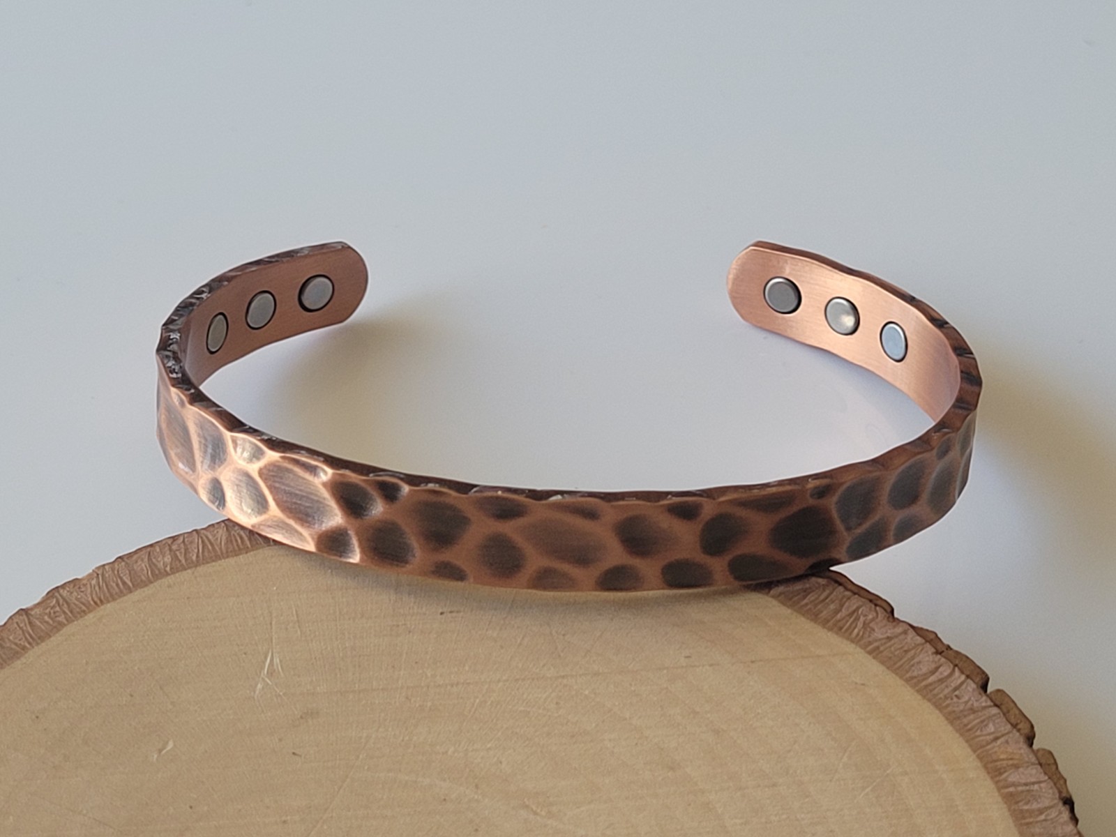 Pure Copper Magnetic Bracelet Arthritis Pain Therapy Men Women Cuff Hammered