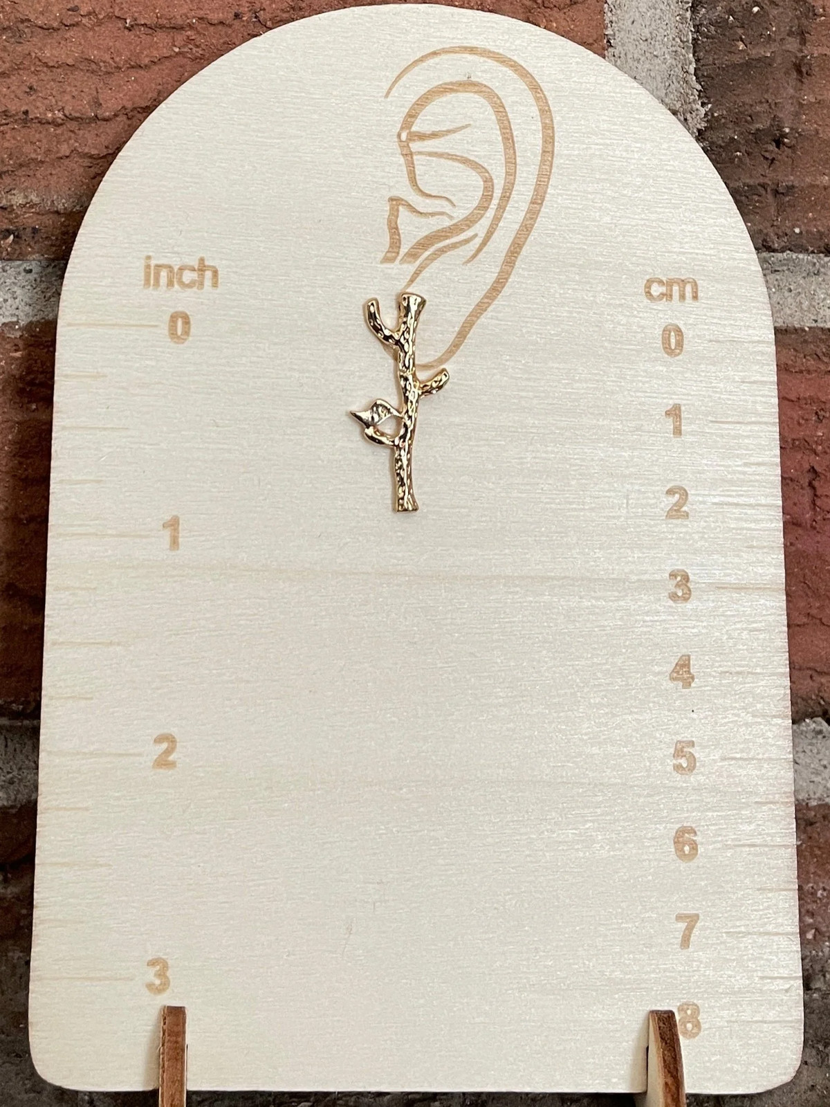 New Bird on Branch Stud Earrings Gold Nature Boho Western Outdoor Tree Unique
