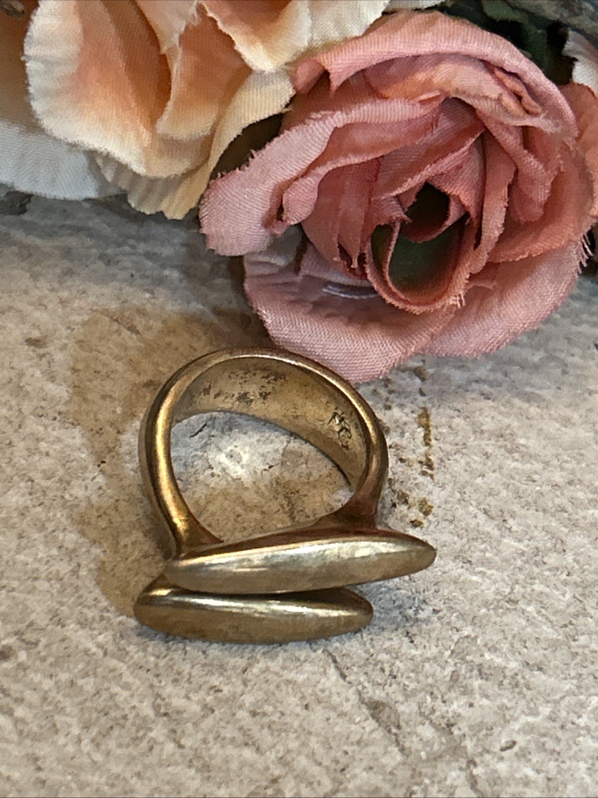 56. Monica Castiglioni MC Bronze Rose gold tone Open Design Ring 13.4g, 6.5-.75s