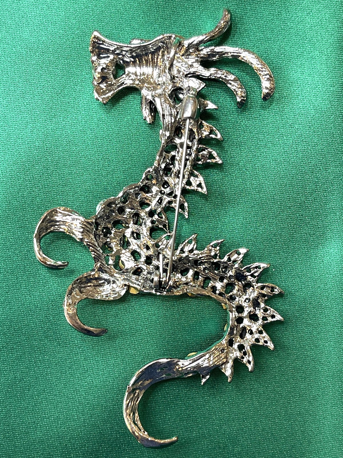 NWOT Dragon Brooch Lapel Pin Multicolor Rhinestone Crystal Fairytale Fantasy