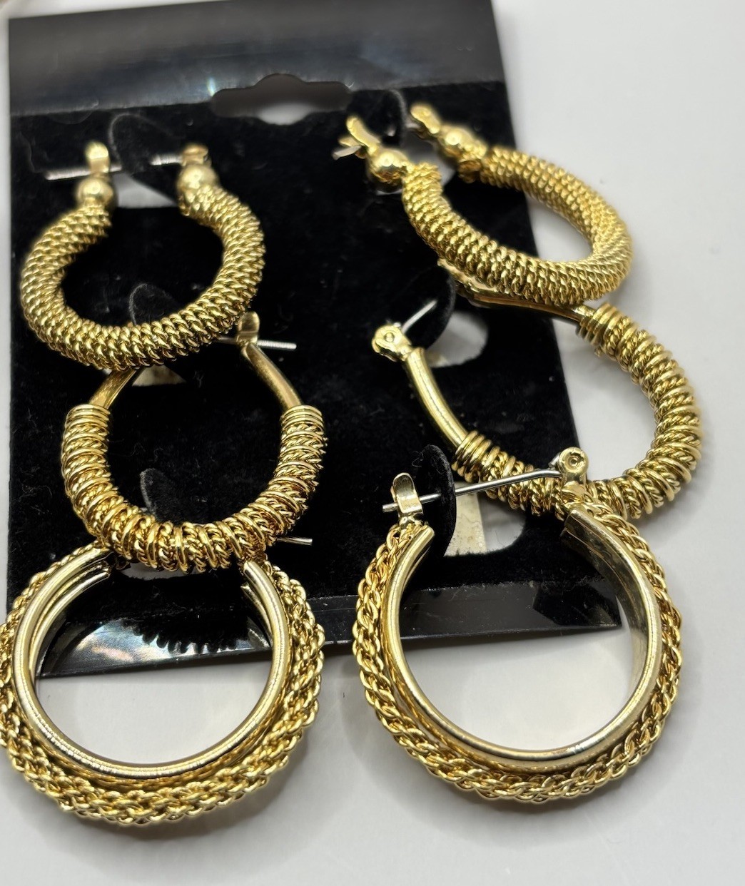 Hoop Earrings Lot Gold Tone Twisted Textured 8 Pair