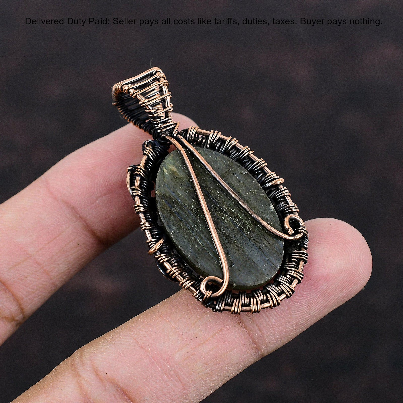 Copper Mystic Fire Labradorite Gemstone Engagement Mother Boho Birthday Pendant