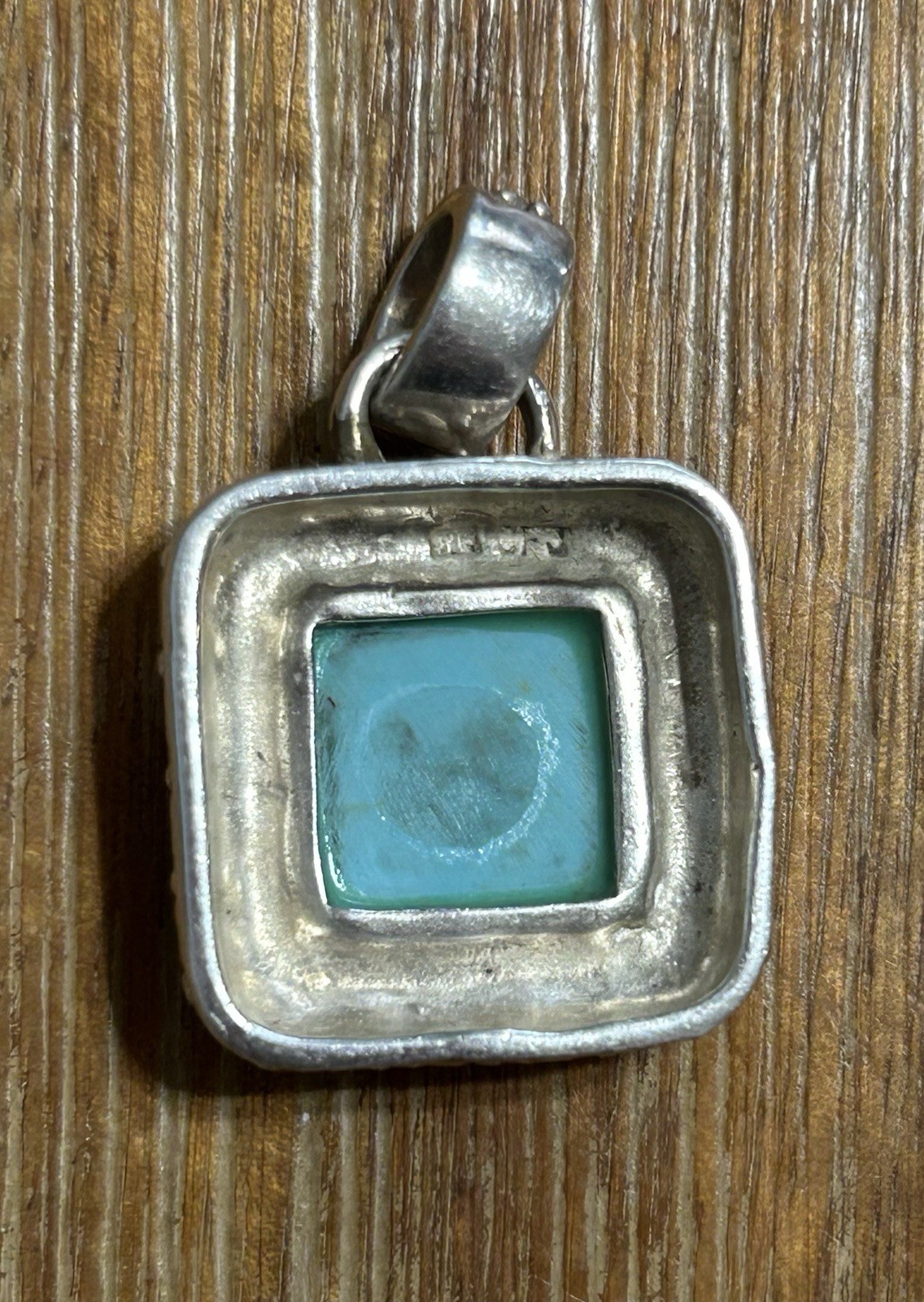 Sterling CFJ Turquoise Square Pendant 9.1 grams