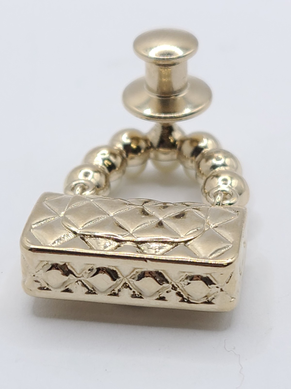 CHANEL Brooch Pin Badge CC Matelasse Bag Motif Faux Pearl