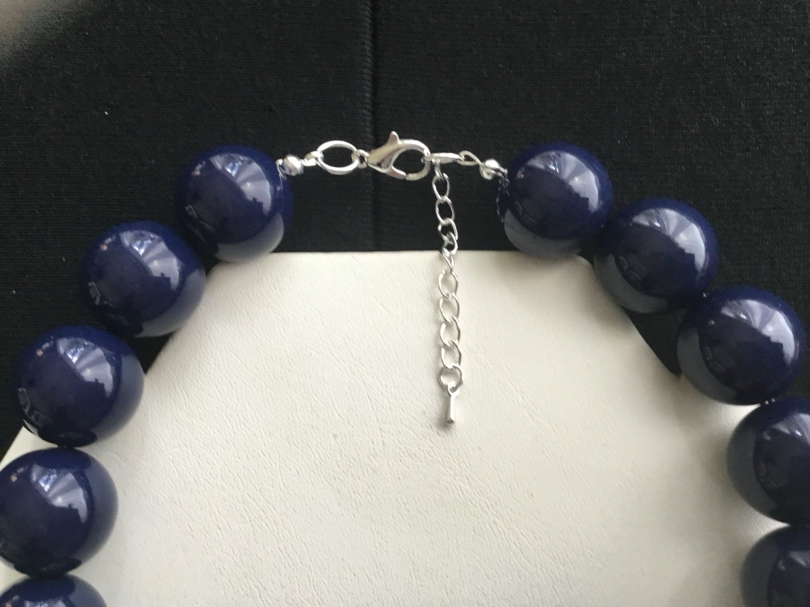 Chunky Navy Blue Beads Adjustable Choker Necklace