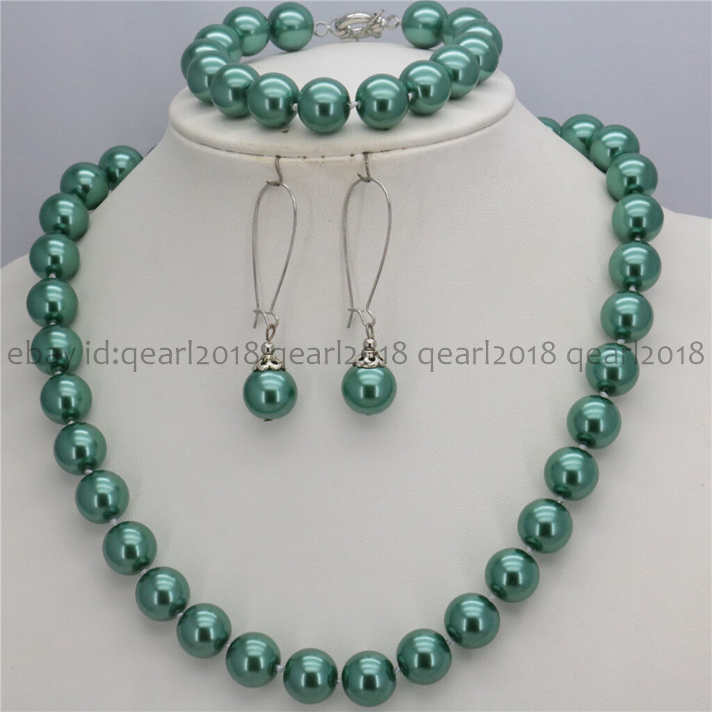 8/10/12mm South Sea Shell Pearl Round Beads Necklace Bracelet Earrings Set 18”