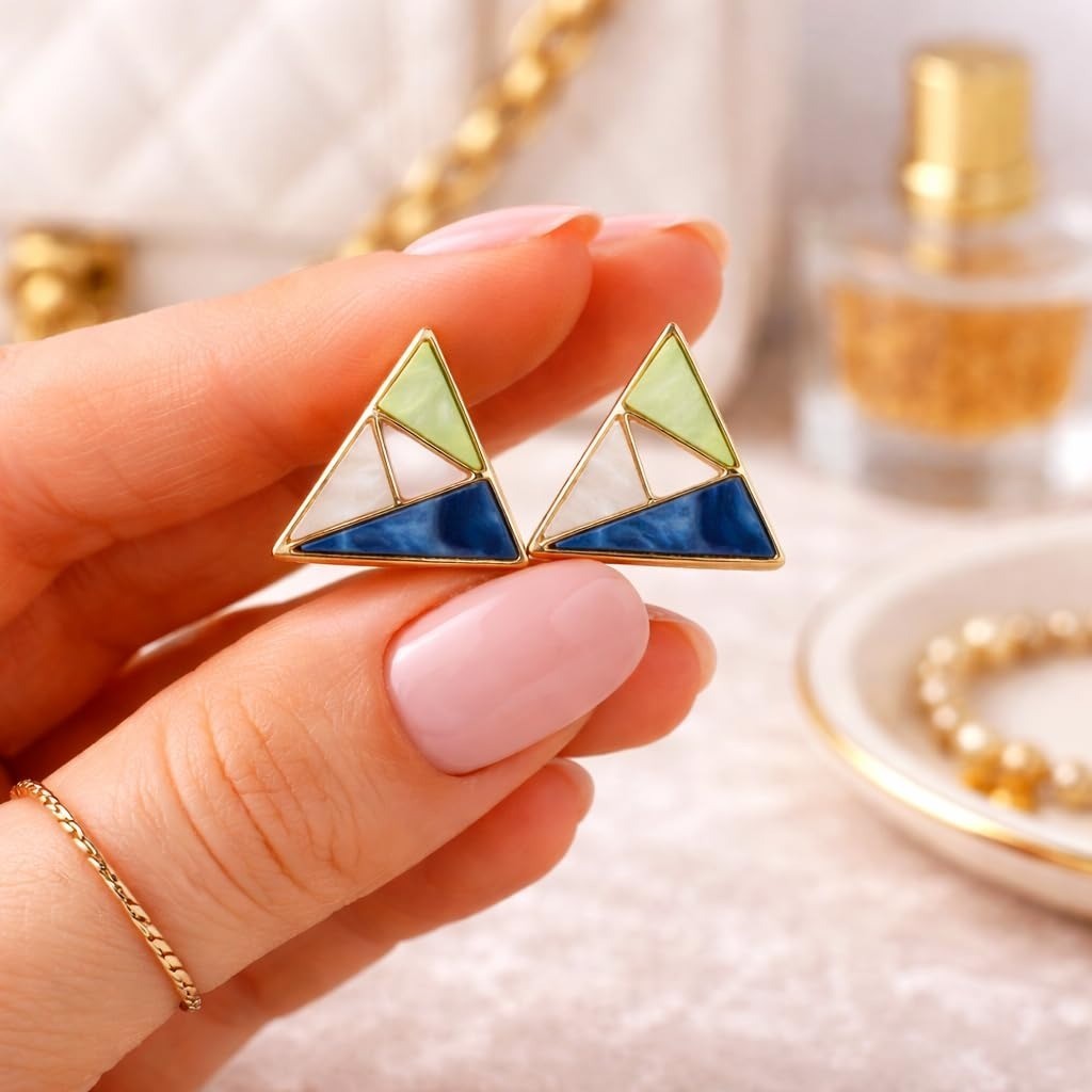 Latest Korean Fashion Sweet Elegant Geometric Triangle Everyday Stud Earrings