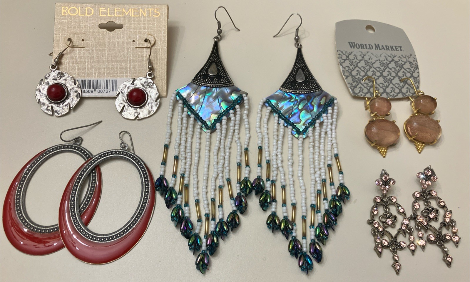 Earring Lot 60 Pr Pierced Mixed Colors Styles Materials