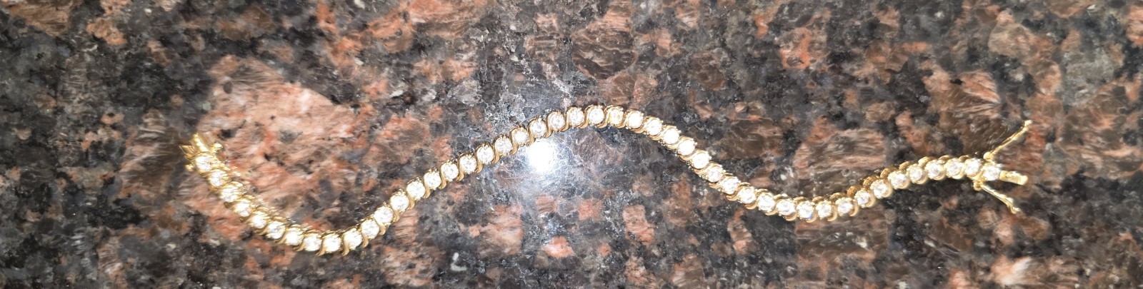 7¼” CZ & Plated Yellow Gold TENNIS BRACELET [no carat stamp]