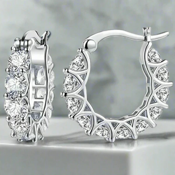 Cubic Zirconia Hoop Earrings: Gold-Color, Silver-Color