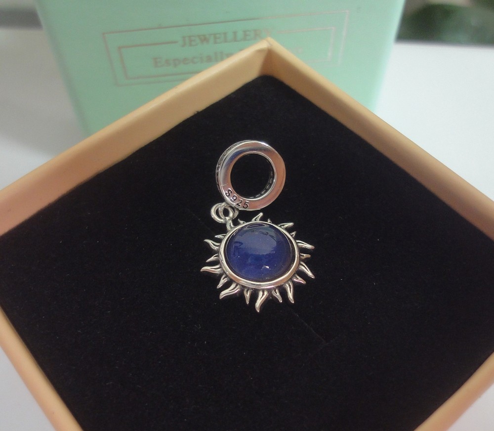 Sun Mood Stone Pendant 925 Sterling Silver Fashion Jewelry