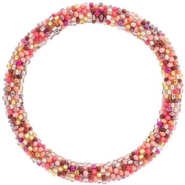 Aid Through Trade Roll-On® Bracelet “Grapefruit Speckled” Glass Beads ~Nepal~
