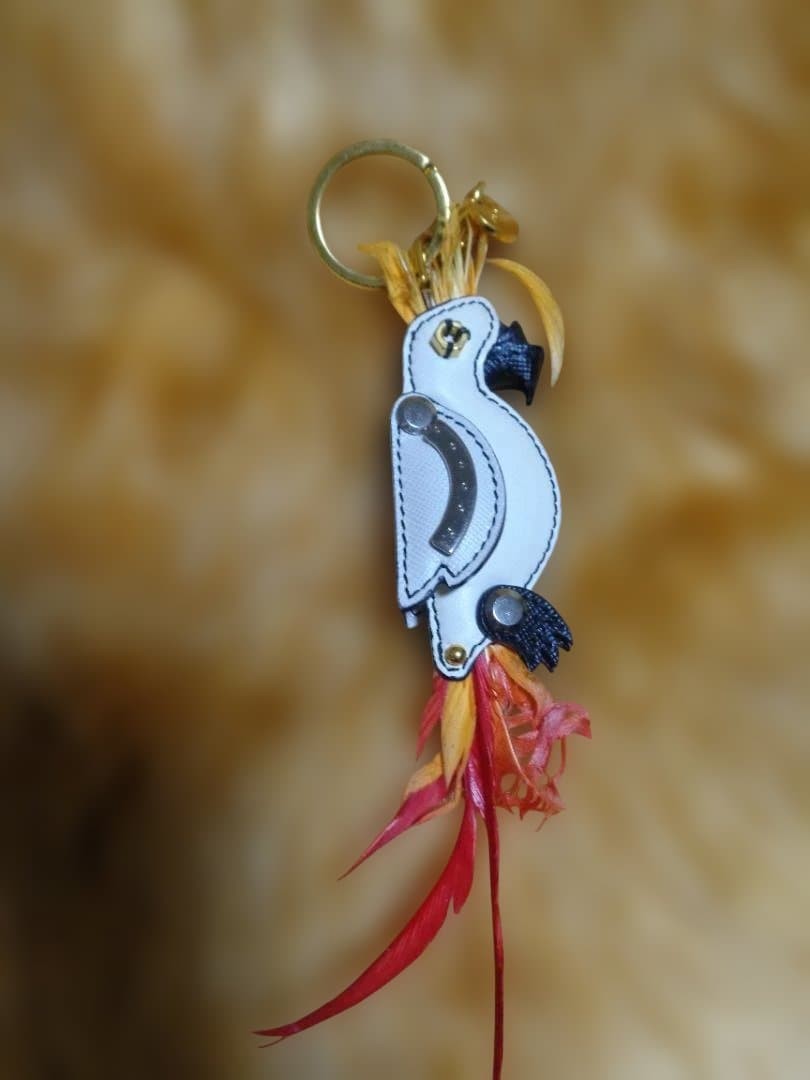 Prada Parrot Keychain with Wings Synthetic Leather White/Pink/Orange/Black