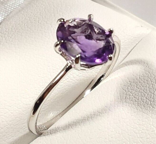 2Ct Round Simulated Amethyst Women’s Wedding Ring 14k White Gold Plated Silver