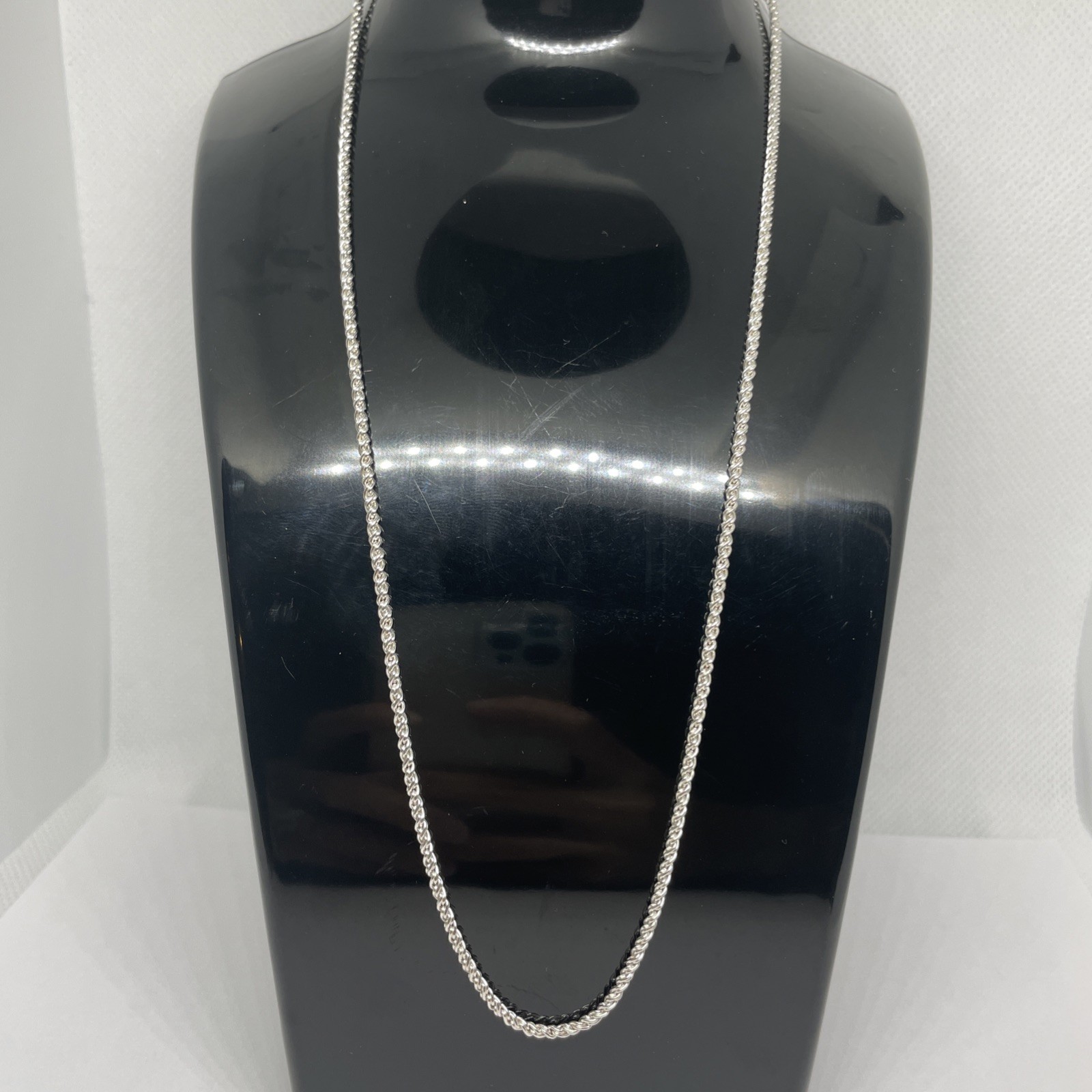 925 Sterling Silver Spiga Wheat Chain Necklace Length 18 Inch A7
