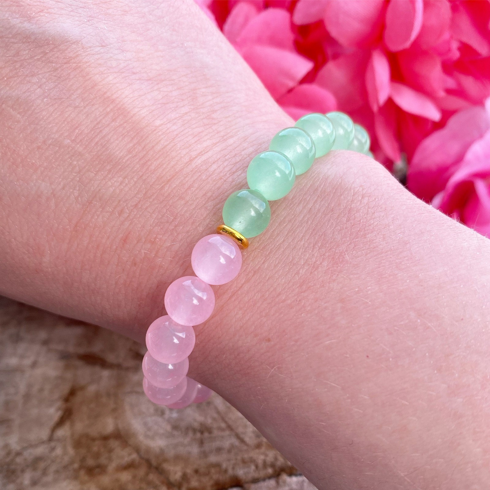 Rose Quartz Jade Bead Bracelet Natural Crystal Love Luck Jewelry Gift for Women
