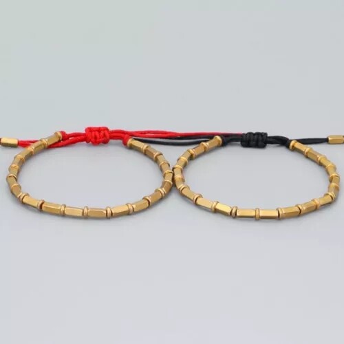 Red/Black Tibetan Buddhist Long-Copper Beads Healing Lucky Rope Bracelet Bangle