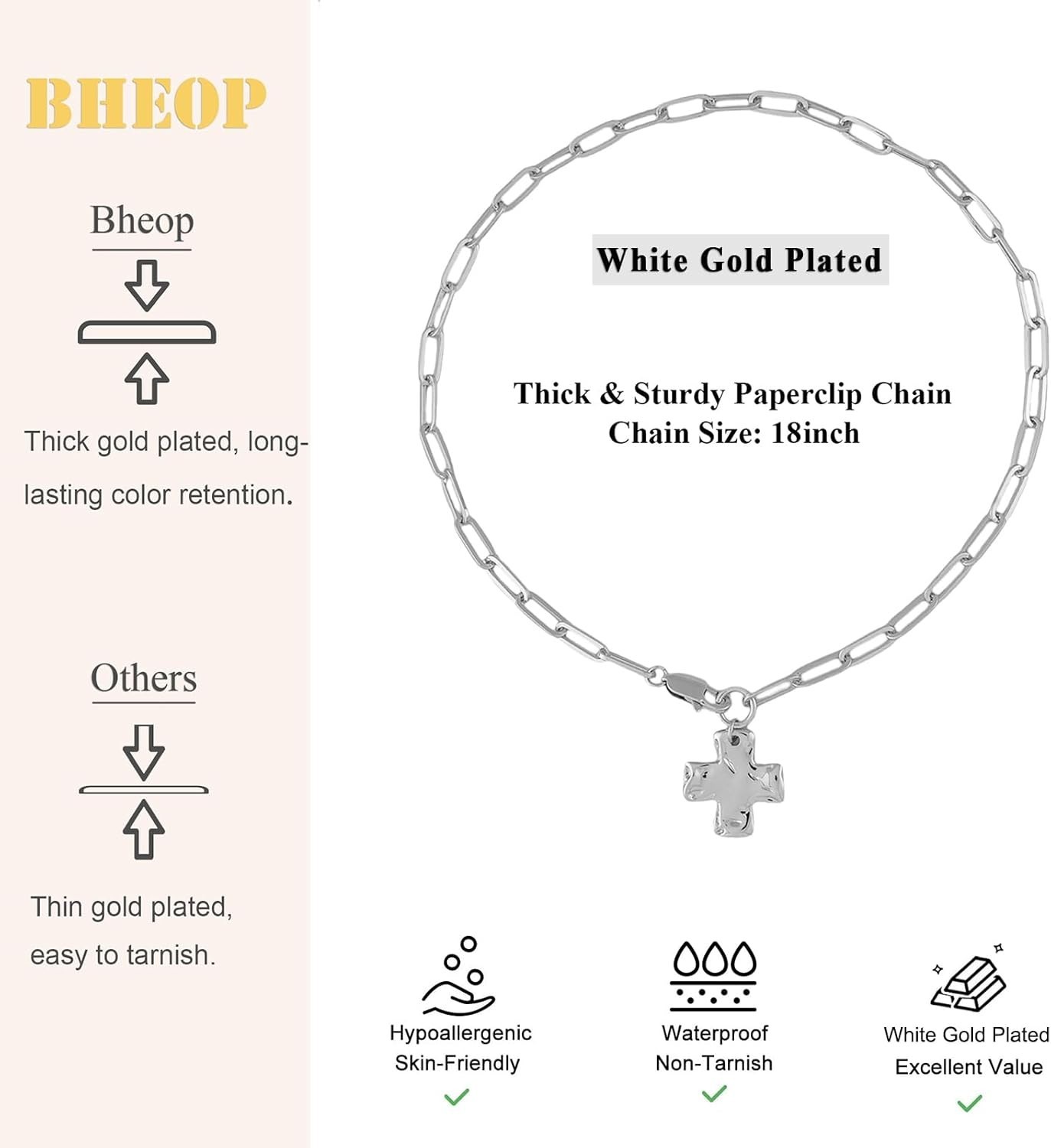 Chunky Cross Necklace for Women Trendy 14K Silver Layered Statement Cross