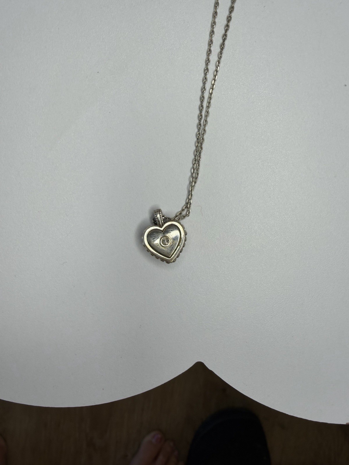 Brighton Heart Locket Necklace Silver Tone with Earrings- Adjustable Chain 20’’