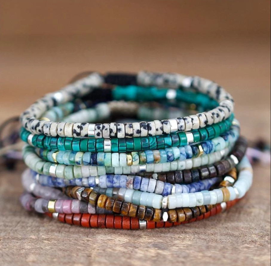 Natural Crystal Stone Bracelet Gemstone Beaded Dainty Healing Bracelet Handmade