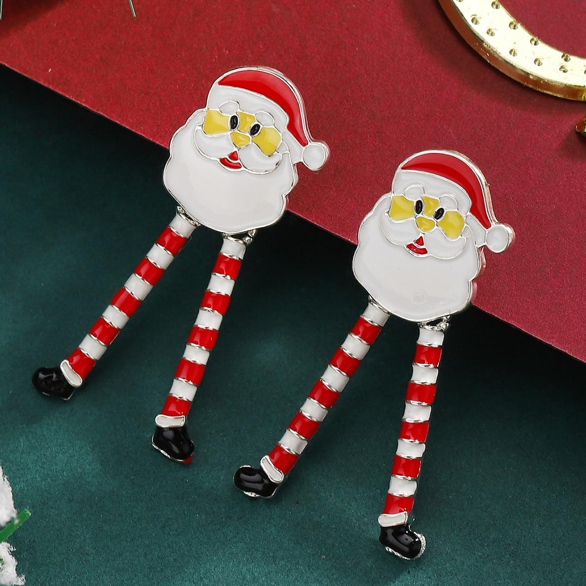 Christmas Red White Green Earrings Gift Holiday Earrings for Women Santa Claus