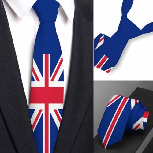 Men’s Novelty Tie Black Neckties for Men Business 8cm United Kingdom Flag