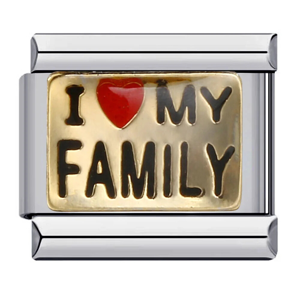 Fashion LOVE Family Glaze Italian Modular Fit 9mm Stainless Steel Bracelet