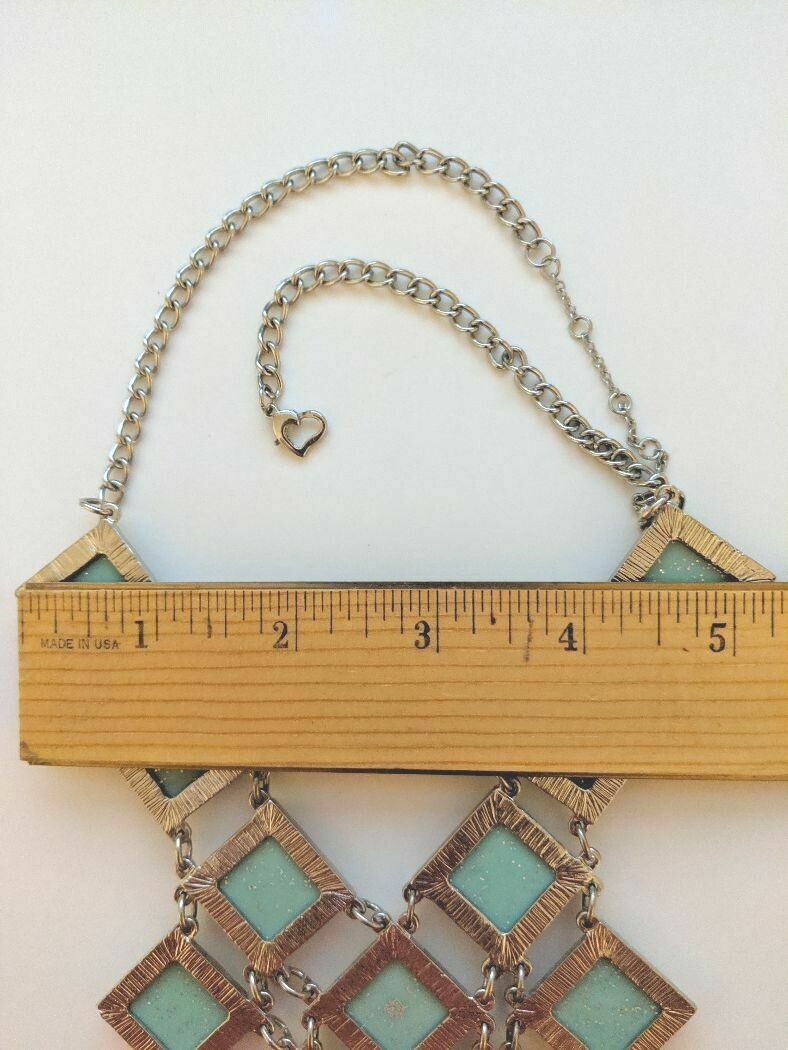 Multi Color Sparkle 12-Diamond Shapes in Graduated Bold Bib Necklace