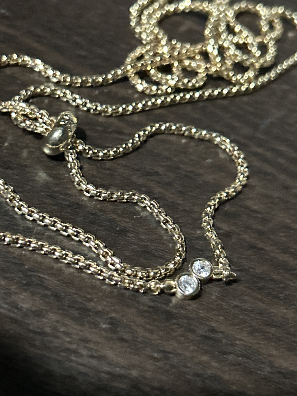 Karl Lagerfeld Stamped Navy Gold Plated Versatile Pendant Slide Necklace 36”