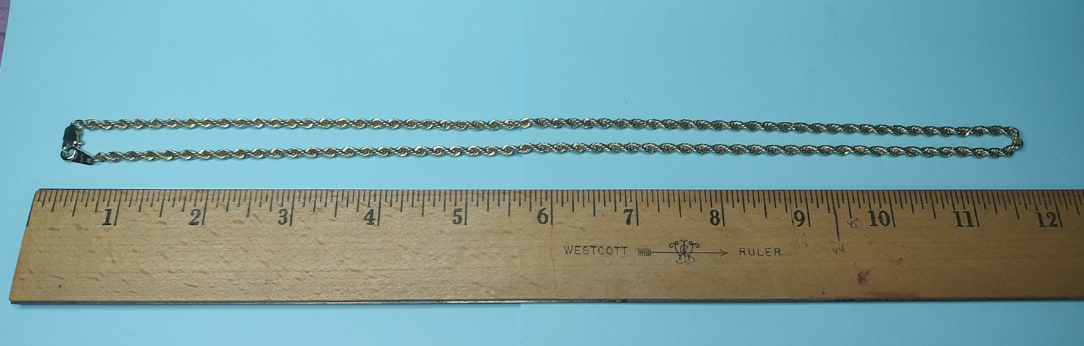 Vtg. Estate 14K GP Gold Plated Rope Chain Necklace 24″ – 14g