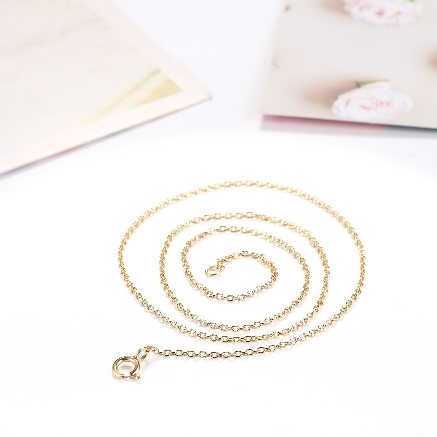 925 Silver Plated 1.2 mm O-shaped Necklace Link Men Women Jewelry Box Chain DIY