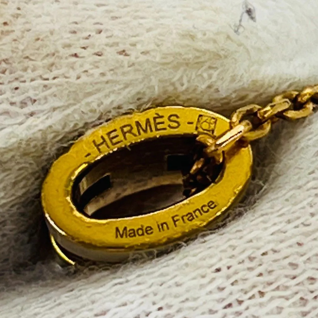 HERMES H Pop Necklace Mini Gold x Greige Chain 40cm with Box